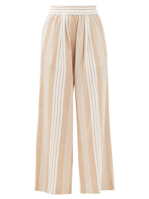 Mara Hoffman - Paloma Striped Tencel-blend Trousers Beige Stripe Beachwear