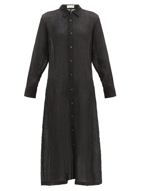 Mara Hoffman - Cinzia Crinkled Organic Linen-blend Shirt Dress Black