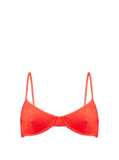 Mara Hoffman – Mazlyn Soft-cup Floral-cloqué Bikini Top Red Beachwear