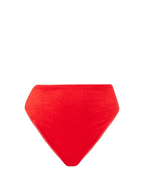 Mara Hoffman – Imina High-rise Floral-cloqué Bikini Briefs Red Beachwear