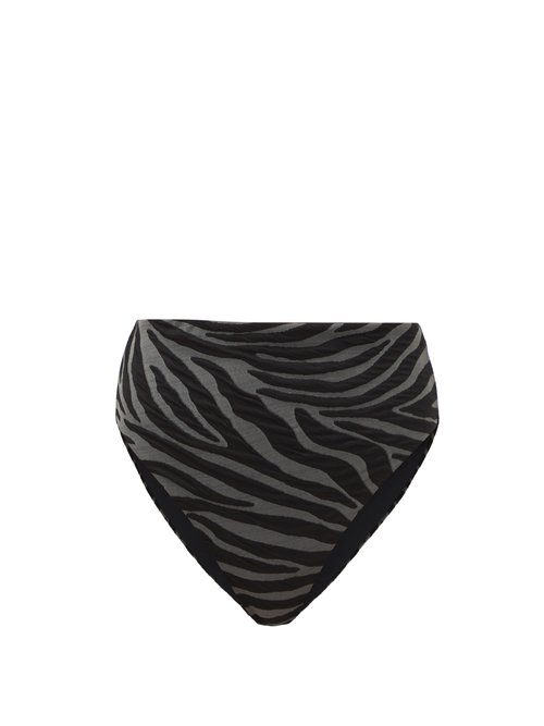 Buy Mara Hoffman - Imina Zebra-jacquard Recycled-fibre Bikini Briefs Black Grey online - shop best Mara Hoffman swimwear sales