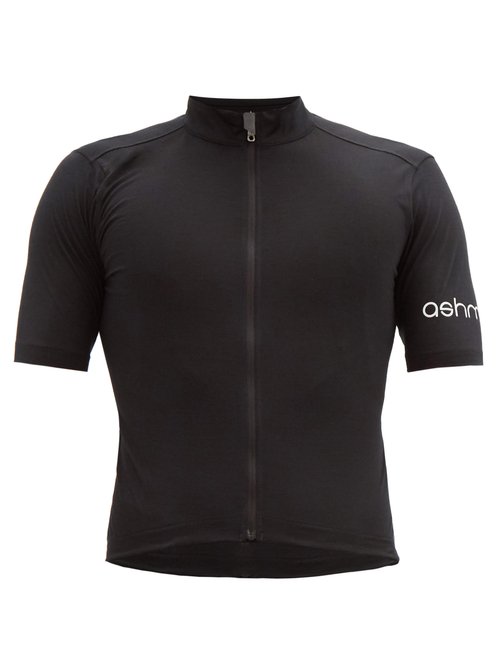 Ashmei - Logo-print Wool-blend Cycling Top - Mens - Black