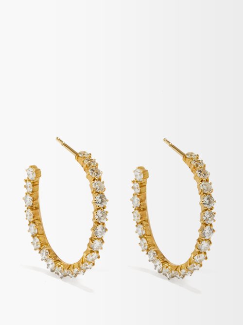 Jade Trau Catherine Diamond & 18kt Gold Hoop Earrings