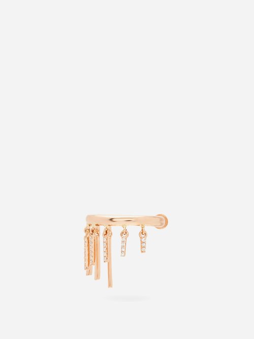 Pavé-fringe Diamond & 18kt Rose-gold Ear Cuff