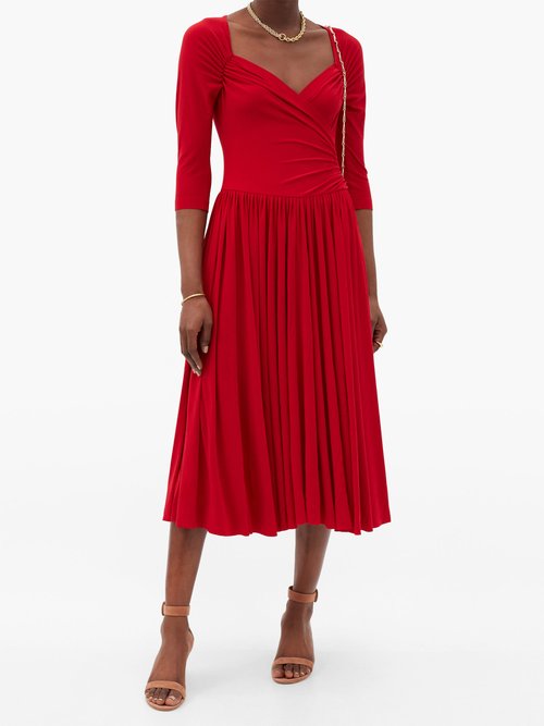Norma Kamali Sweetheart-neck Jersey Midi Dress Red
