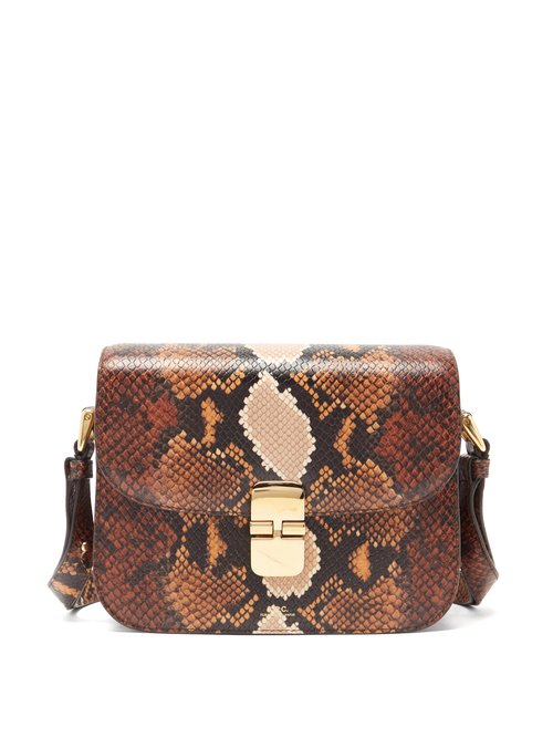 A.p.c. Leathers GRACE SMALL PYTHON-EFFECT LEATHER CROSS-BODY BAG
