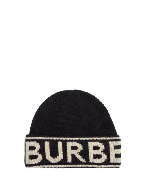 Burberry - Logo-jacquard Cashmere Beanie Hat - Mens - Black