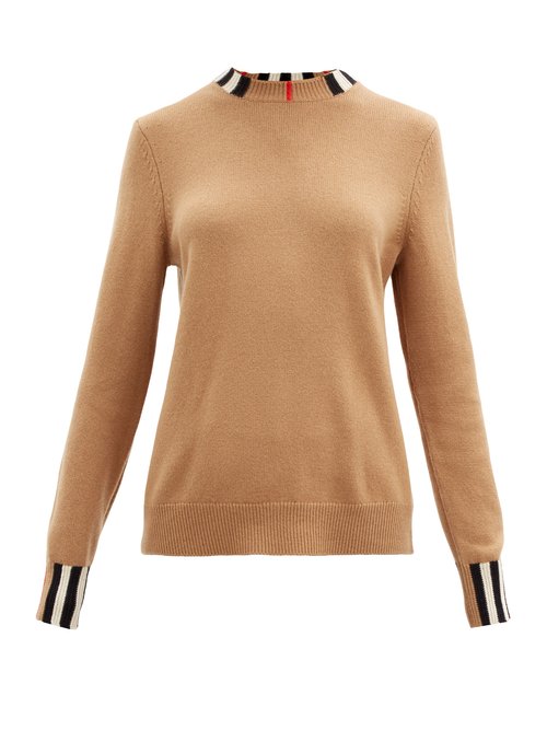 Burberry - Icon-stripe Cashmere Sweater Beige