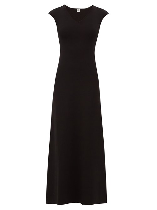 Totême - Cap-sleeve Knit Maxi Dress Black
