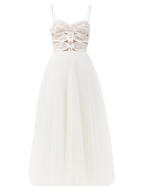 Christopher Kane - Lace-bodice Pleated Tulle Dress White