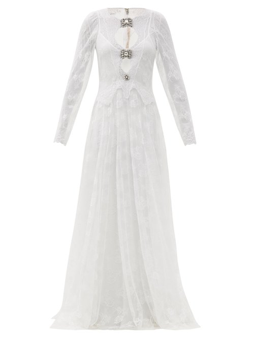 Christopher Kane - Crystal-embellished Floral-tulle Dress White