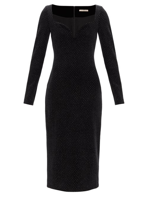 Buy Christopher Kane - Sweetheart-neckline Glittered Velvet Dress Black online - shop best Christopher Kane clothing sales