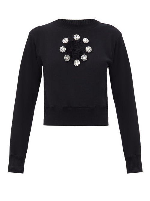 Christopher Kane - Crystal Organic-cotton Jersey Sweatshirt Black