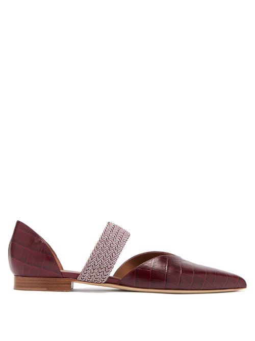 Malone Souliers MAISIE CROCODILE-EFFECT LEATHER FLATS
