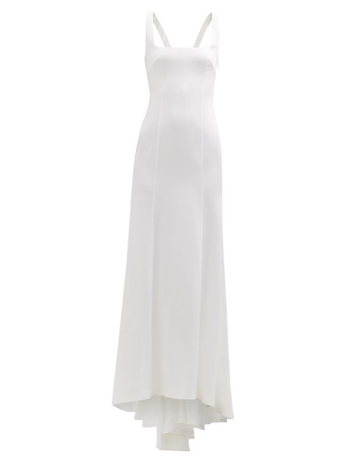 Galvan - Hampshire Square-neck V-back Crepe Dress White