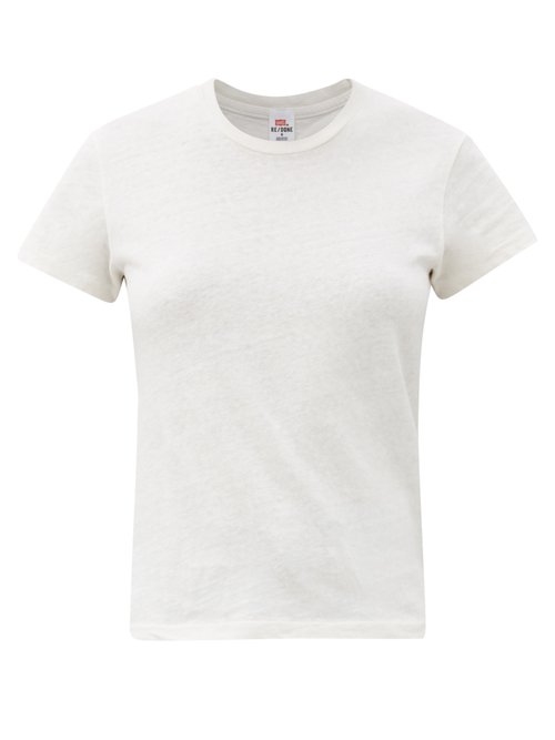Re/Done - 1960s Cotton-mélange T-shirt Ivory