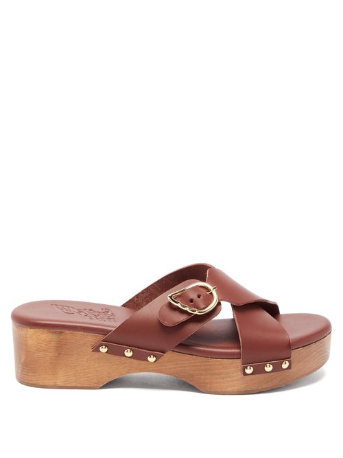 Ancient Greek Sandals – Marlisa Leather Clogs Dark Brown