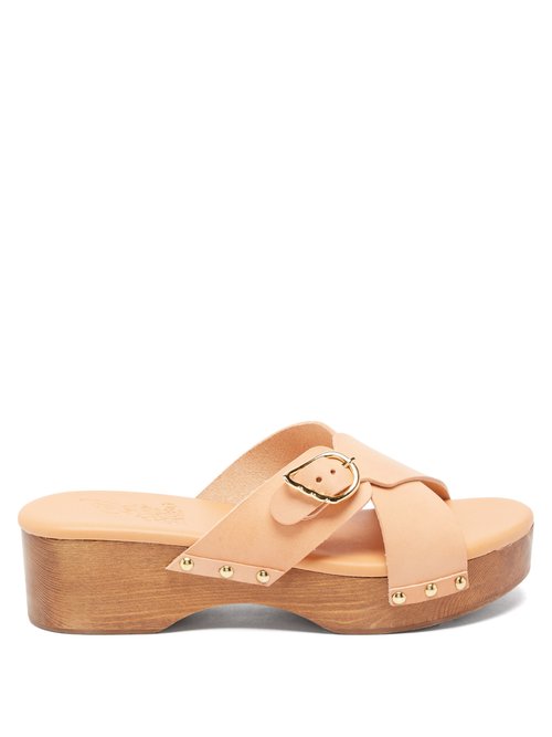 Ancient Greek Sandals – Marilisa Crossover-strap Leather Clogs Tan