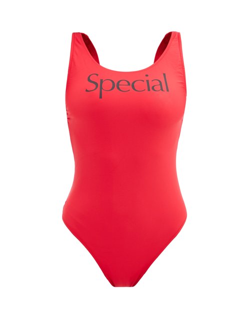More Joy By Christopher Kane - More Joy Special-print Scoop-neck Swimsuit Red Beachwear