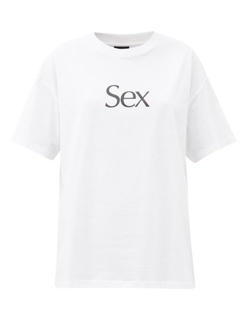 Buy More Joy By Christopher Kane - Sex-print Cotton-jersey T-shirt White online - shop best More Joy by Christopher Kane 