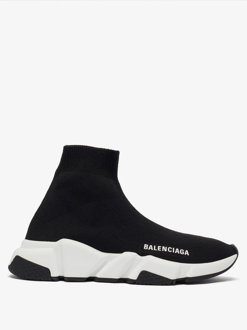 Balenciaga – Speed Recycled-knit Trainers Black White