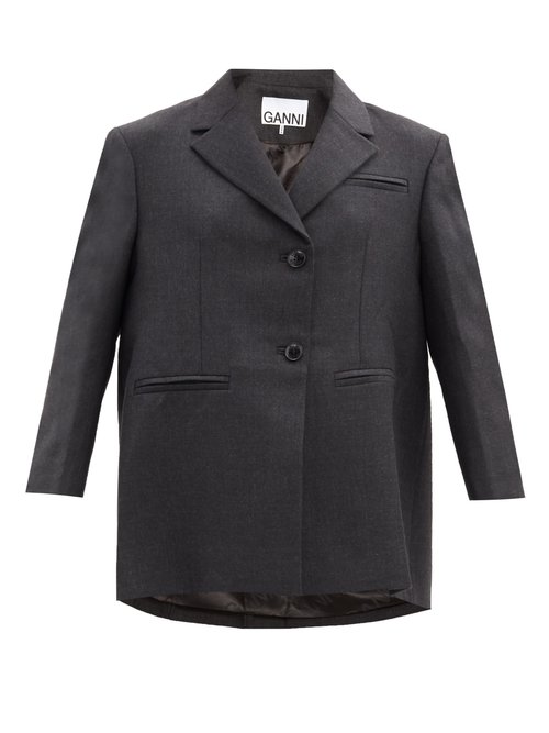 Buy Ganni - Oversized Wool-blend Jacket Grey online - shop best Ganni clothing sales