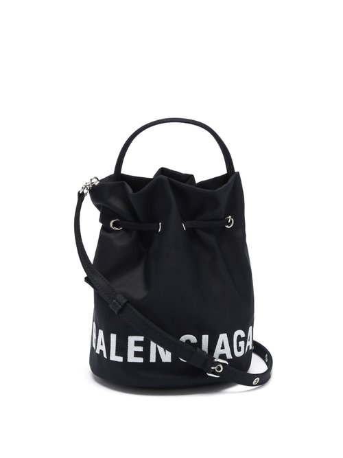 Balenciaga - Wheel Xs Logo-jacquard Bucket Bag - Womens - Black Multi