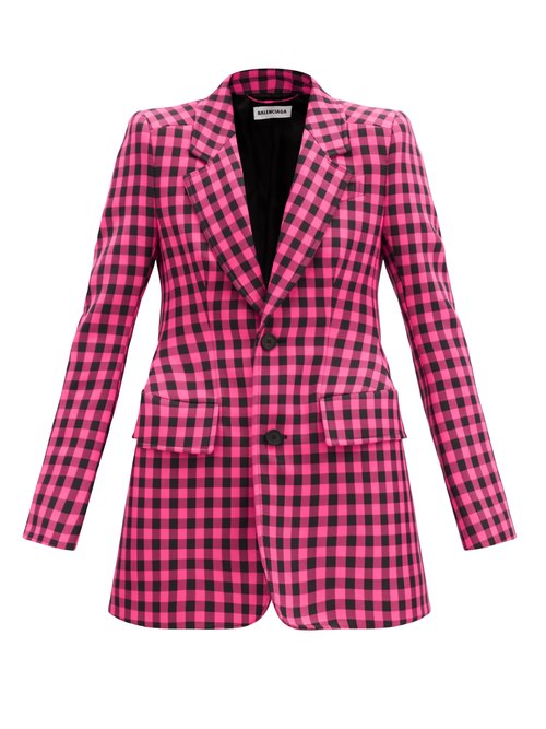 Balenciaga – Hourglass Gingham Single-breasted Jacket Black Pink