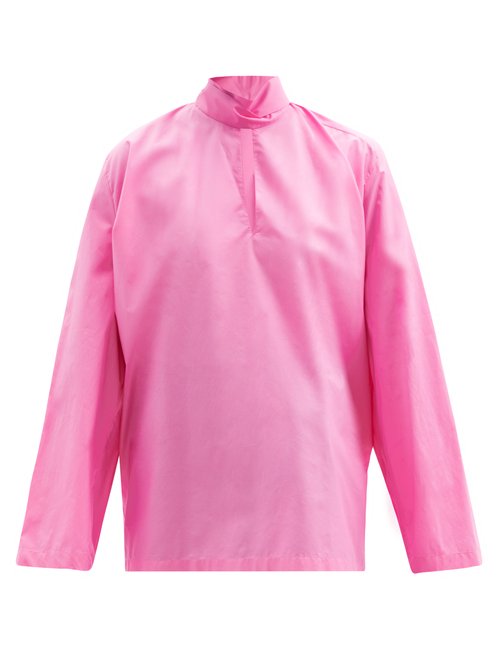 Balenciaga - Tie-neck Cotton-poplin Blouse Pink