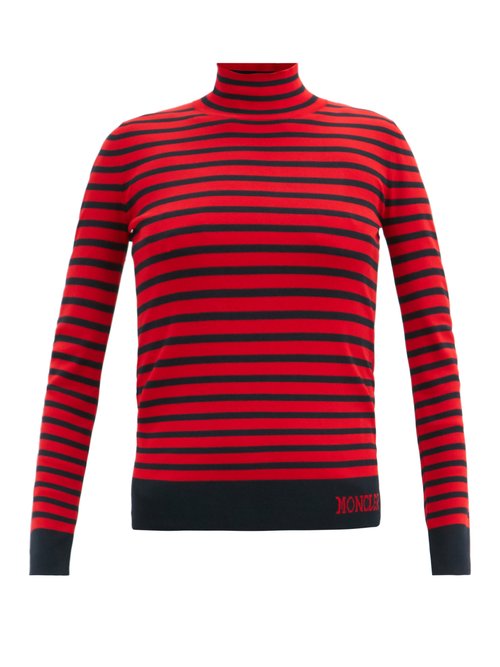 Moncler - Lupetto Striped Jersey Roll-neck Sweater Red
