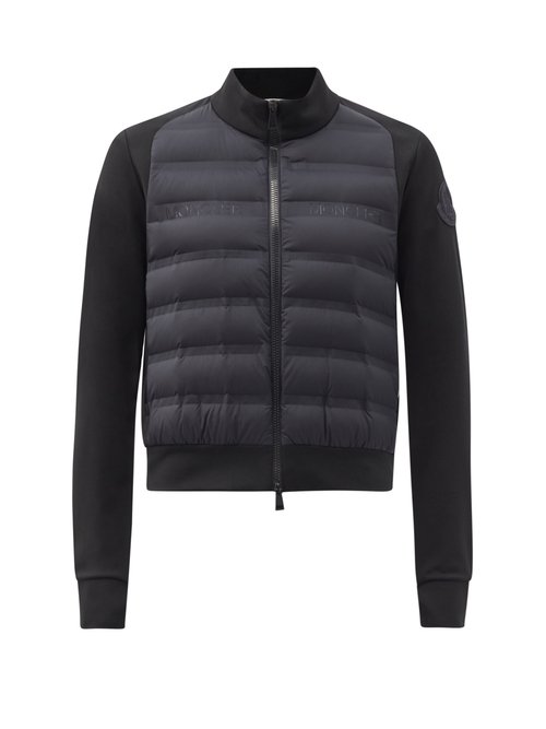 Moncler – Zipped Quilted-panel Jersey Jacket Black