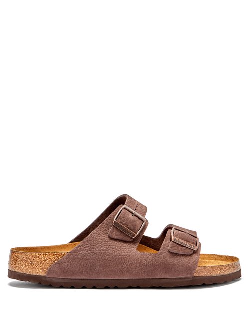 Birkenstock - Arizona Two-strap Grained-leather Sandals - Mens - Dark Brown