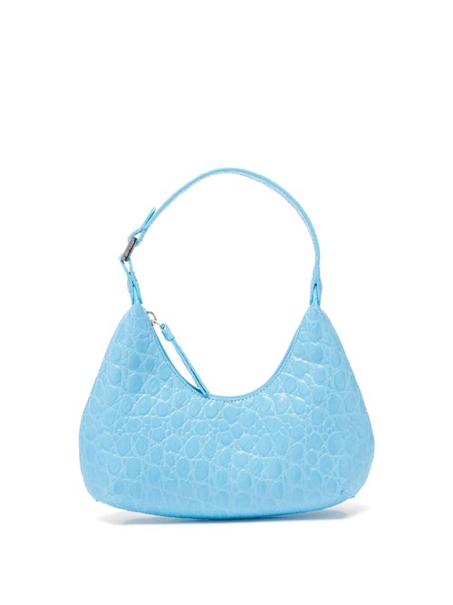 By Far - Baby Amber Croc-effect Leather Mini Shoulder Bag - Womens - Blue