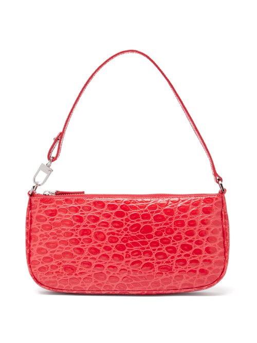 By Far - Rachel Crocodile-effect Leather Shoulder Bag - Womens - Red