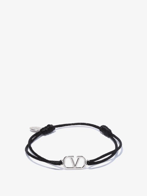 valentino garavani - v-logo cord bracelet mens black