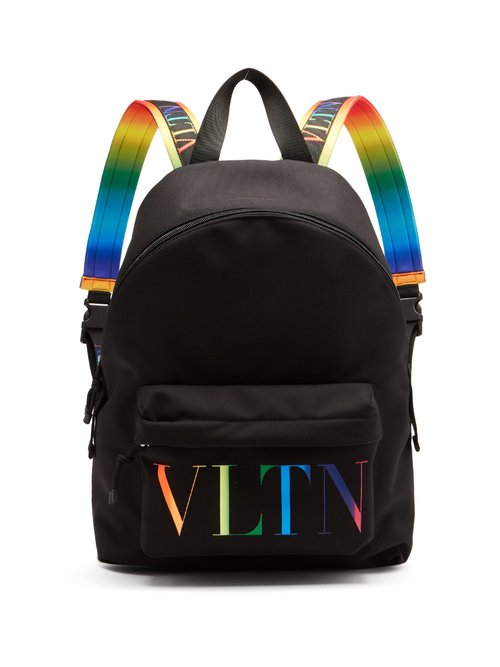 Valentino Garavani - Logo-logo Canvas Backpack - Mens - Black Multi