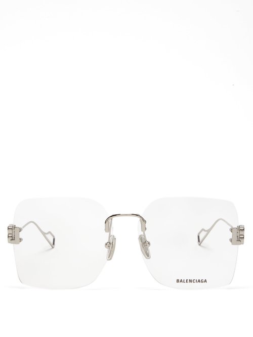 Balenciaga - Bb-logo Square Glasses - Womens - Silver