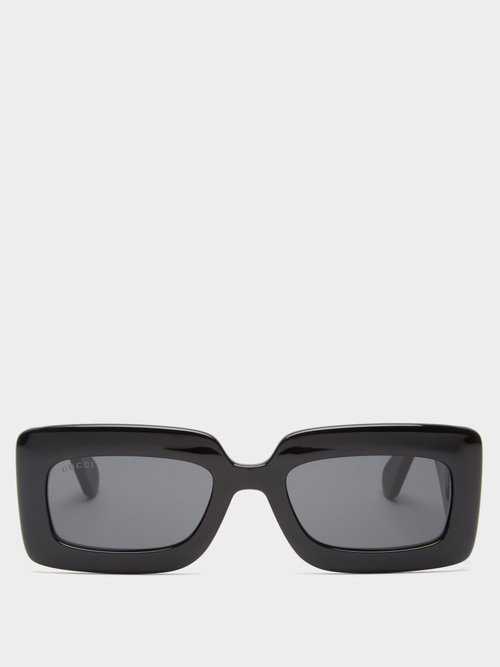 Gucci Eyewear Gg-logo Quilted Rectangular Acetate Sunglasses