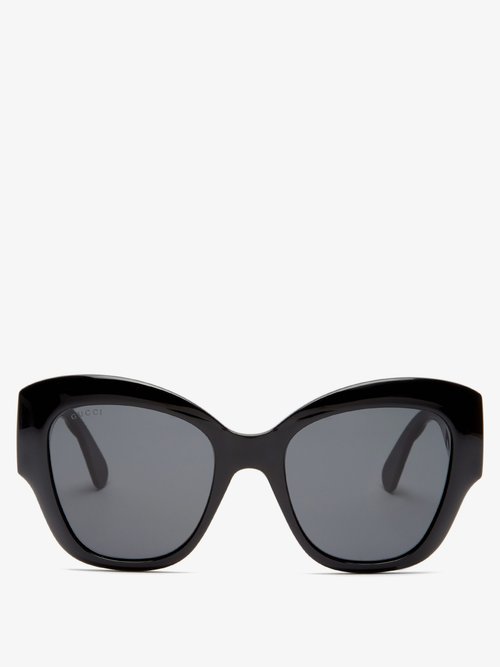 GG-logo Quilted Cat-eye Acetate Sunglasses