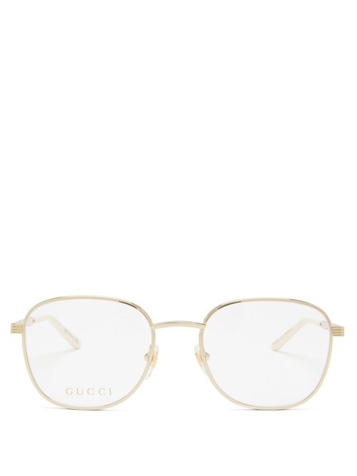 Gucci - Square Metal Glasses - Womens - Gold