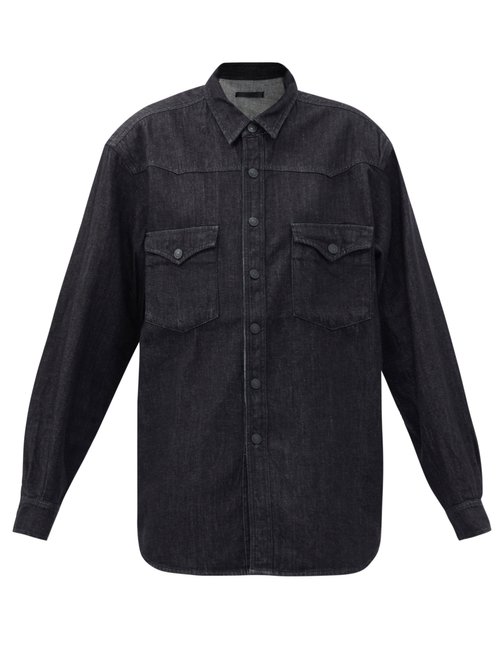 Made In Tomboy - Padded-shoulder Denim Shirt Black