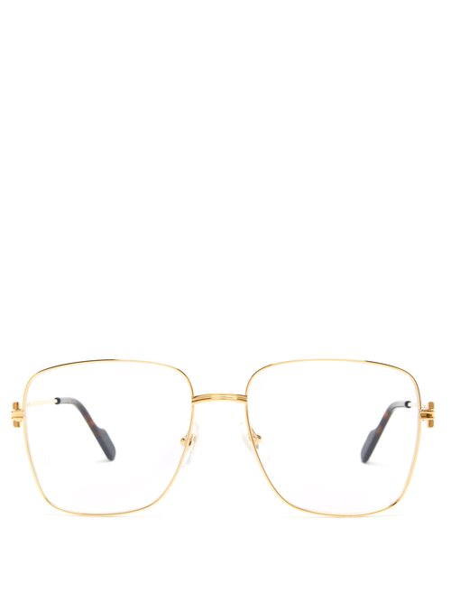 Cartier Eyewear - Square Metal Glasses - Womens - Gold