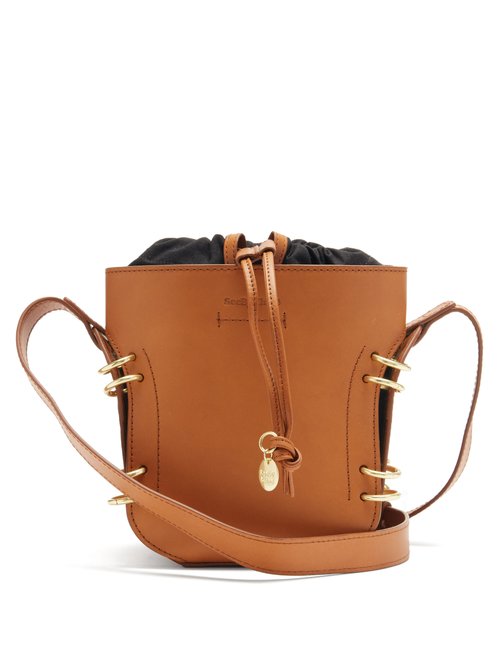 See By Chloé - Alvy Ring-embellished Leather Bucket Bag - Womens - Tan