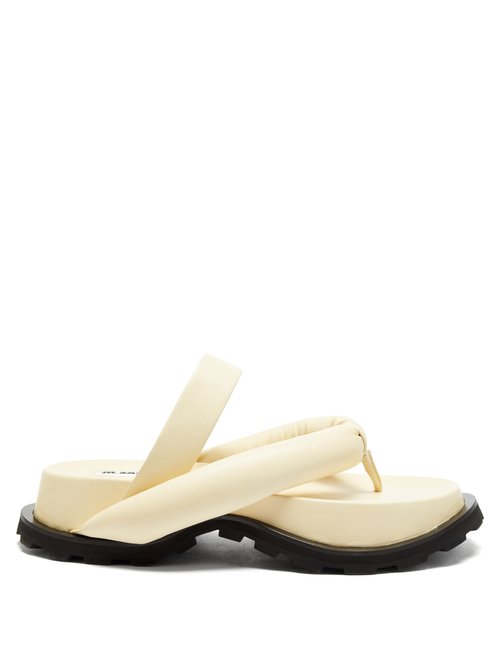 Jil Sander - Padded Leather Flatform Sandals - Womens - Cream