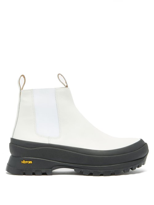 Jil Sander – Exaggerated-sole Leather Chelsea Boots White Black