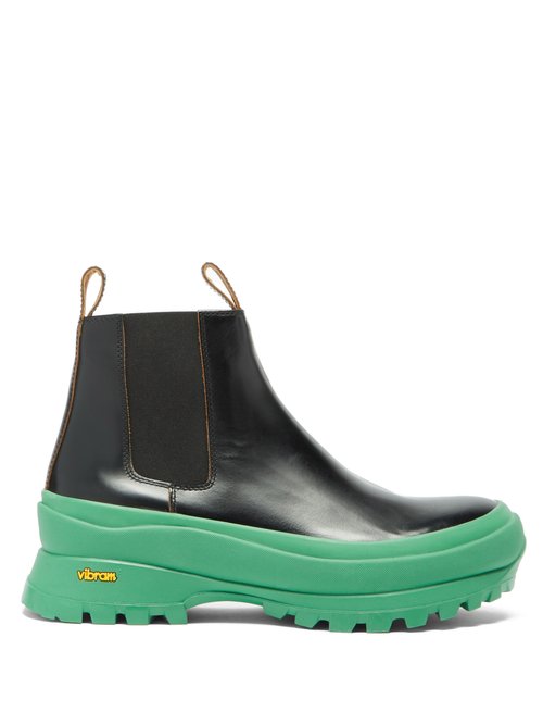 Jil Sander – Chunky-sole Leather Chelsea Boots Black Green