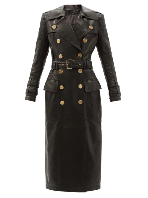 MSGM Crocodile-effect Trench Coat in Black