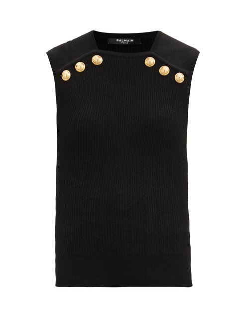 Balmain - Sleeveless Ribbed Sweater Black