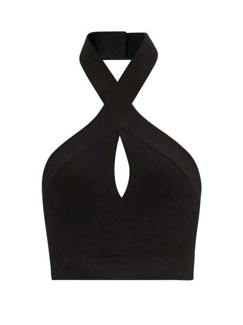 Balmain - Twist-front Jersey Crop Top Black