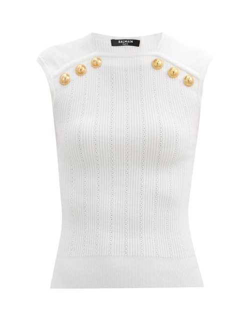 Balmain - Sleeveless Ribbed Sweater White